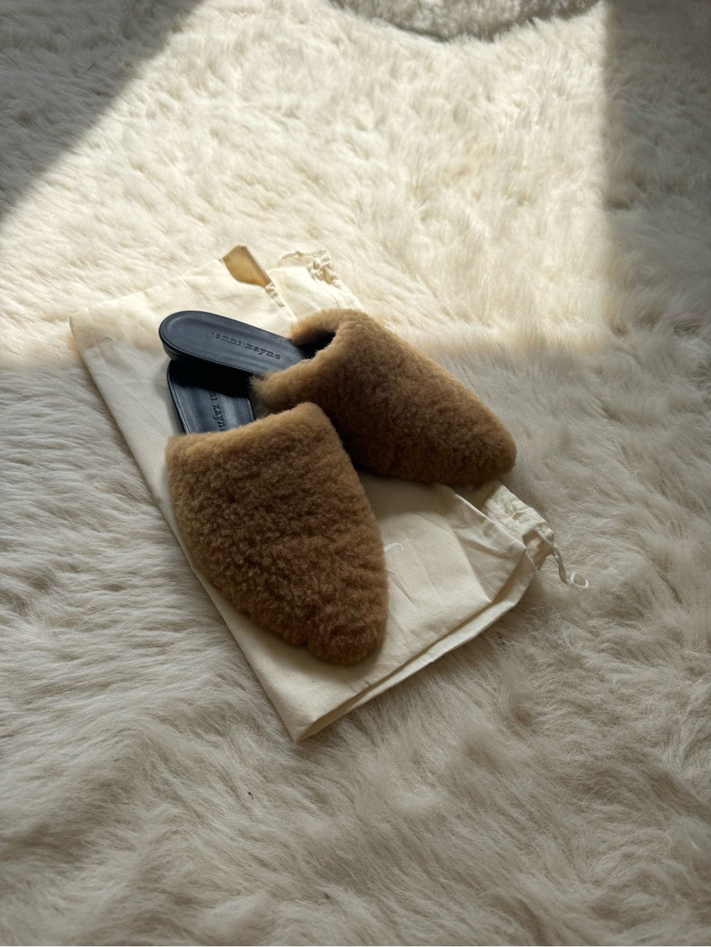 Jenni Kayne Brown Shearling Mule Flats